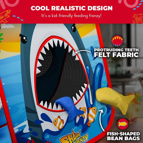 SWOOC Games Shark Frenzy - 2-in-1 Bean Bag Toss Game for Kids with Carry Bag, Outdoor Toys for Toddlers