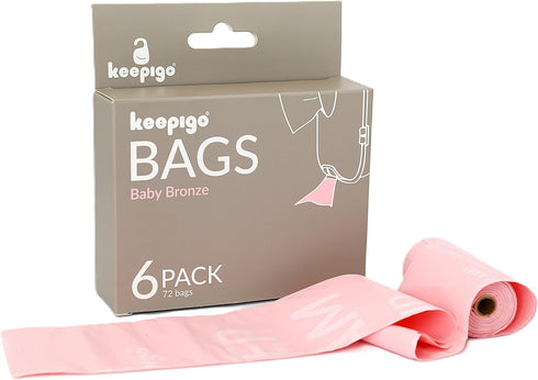 keepigo 6 72 Compostable Disposable Diaper Bags | Rolls, Leak-Proof, XL Biodegradable Baby Poop Bags | Eco-Friendly