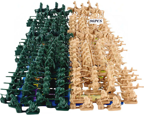 96 PCS Various Pose Toy Soldiers Figures with Military Map, Army Men Two Colors Soldiers, Toy Soldiers Action Figures for Kids Children Birthday (96 Pcs WWII Soldiers)