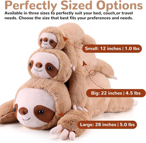 22 Inch 4.5 (22" 4.5 lbs) gnomantic Sloth Weighted Stuffed Animals - Pounds Weighted Plushies Sloth Stuffed Animals