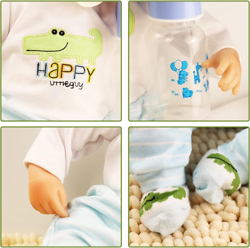 16" Set 3 Realistic Reborn Dolls Boy, Lifelike Silicone Vinyl Baby Realistic Baby Dolls Toys Looks Real with Weighted