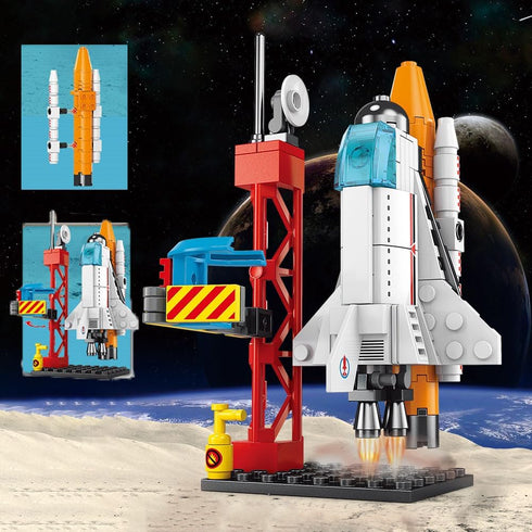 Vilbocr Space Shuttle Toy Building Blocks, 107Pcs Aerospace Kit for Boys 4+ Years, Compatible with Other Building Toys