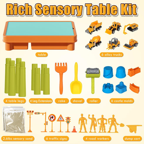 2.6lbs 6 Lehoo Castle Sensory Table with Sensory Sand, Indoor Sensory Bin with Lid & Play Sand, Construction Kit