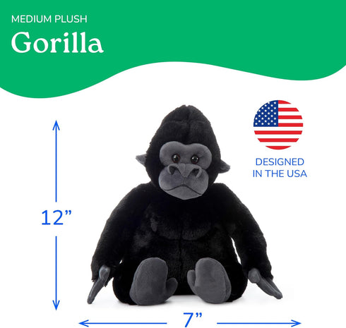 12 inches The Petting Zoo Gorilla Stuffed Animal, Gifts for Kids, Wild Onez Zoo Animals, Gorilla Plush Toy
