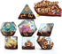 Gate Keeper Games and Dice: Inclusion Dice - 7pc RPG Set with Multi-Colored Dino Eggs & Brown Glitter