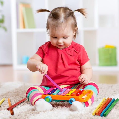 Yookeer 24 Pieces Wooden Rhythm Sticks for Kids, 12 Inch Lummi Sticks in 8 Colors, Musical Instruments for Preschool