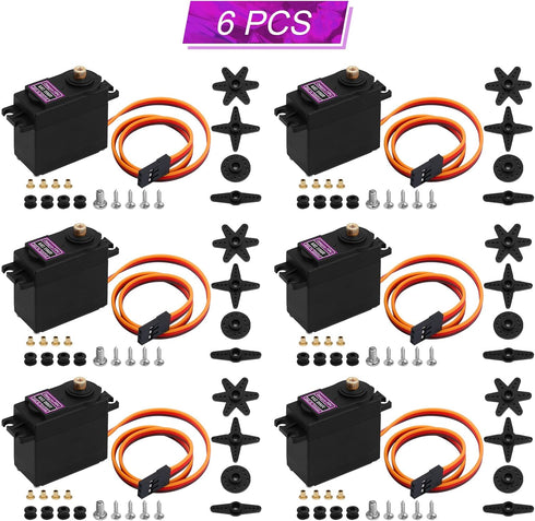 Deegoo-FPV 6-Pack MG996R 55g Metal Gear Torque Digital Servo Motor for Futaba JR RC Helicopter Car Boat Robot