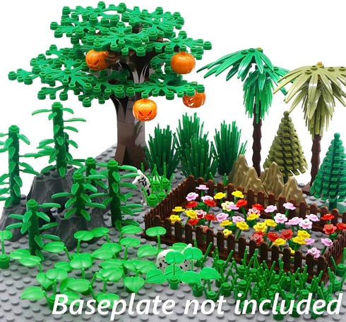 Set, BroTex Plants Tree Accessories Jungle - Botanical Parts Bricks Flower Leaf Forest Flower Plants Pieces Building