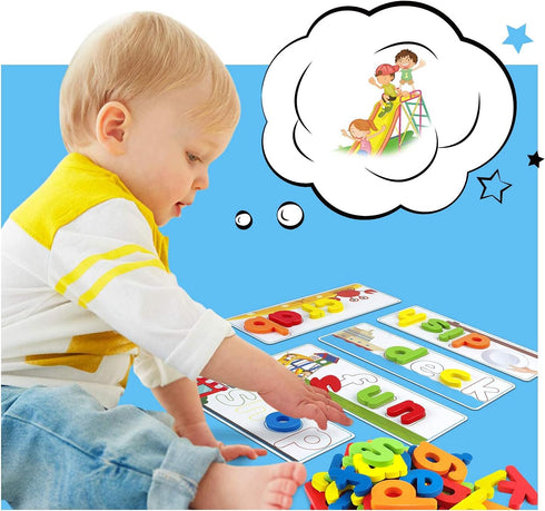 Officygnet See & Spell Educational Toys - 80 Pcs Matching Letter Game for 3-6 Years Old Boys & Girls Learning Gift