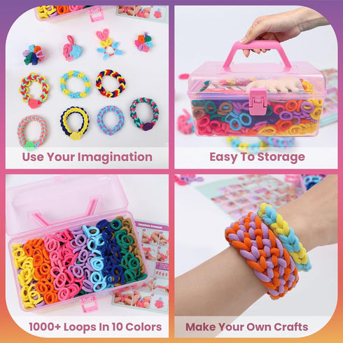 6-12 -1000+ 7 8-12 DDAI Bracelet Making Kit for Girls Ages Arts and Crafts for Kids Weaving Loom Bracelets Kits
