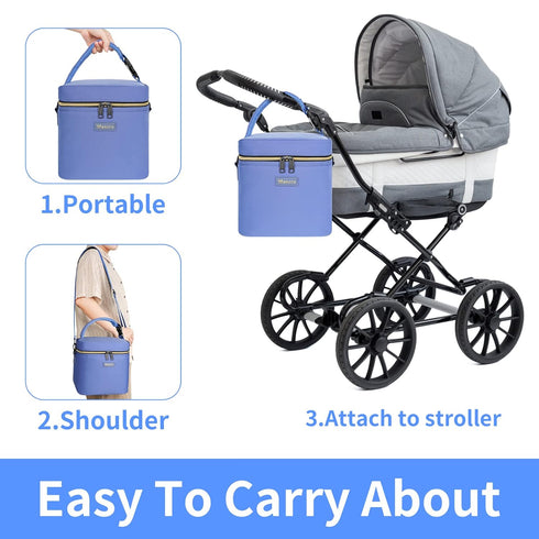 Pack 6 9 Mancro Breastmilk Cooler Bag with Ice Fits Baby Bottles Up to Ounce, Insulated Baby Bottle Bag with Strap