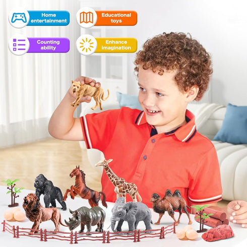 41Pcs Safari Animals Figures Toys, Realistic Jumbo Wild Animals Figurines, Educational Toys for Kids and Toddlers
