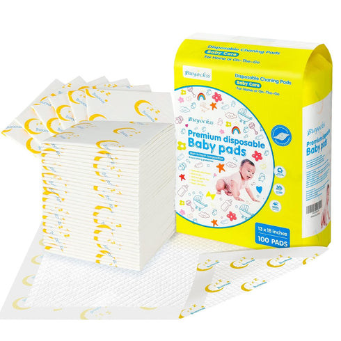 Buyockss Baby Disposable Changing Pads 100 Count Incontinence Underpad Diaper Changing Liners Quick