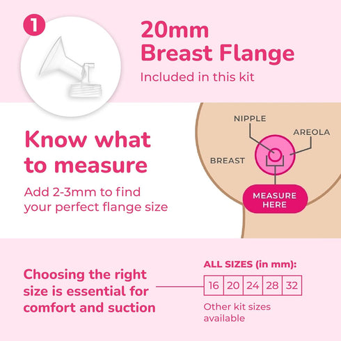 Set 20mm Spectra - Wide Breast Shield for Breast Milk Pump - Small