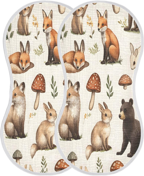 JUZIHAI Woodland Animals Muslin Baby Burp Cloths Soft Absorbent Cotton Burping Cloth Burping