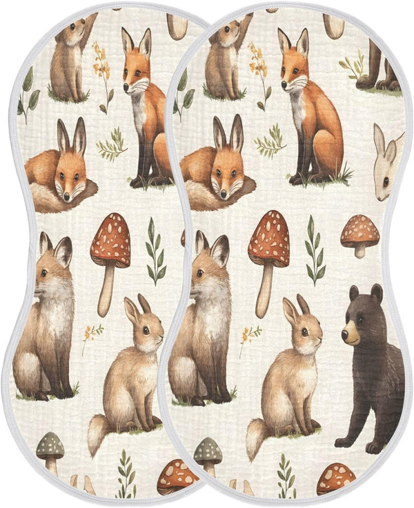 JUZIHAI Woodland Animals Muslin Baby Burp Cloths Soft Absorbent Cotton Burping Cloth Burping