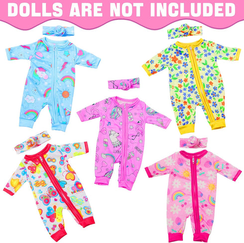 ZITA ELEMENT 5 Sets 14-18 Inch Baby Doll Clothes Outfits Casual Wear for 17 Inch Baby Doll Clothes 10 Pcs Doll Clothes and Accessories for 15 Inch Doll to 18 Inch Doll