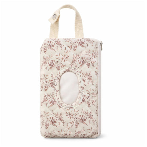Hadnves Quilted Diaper Wipe Pouch Hanging Floral Wet Wipes Bag Reusable Fabric Cover