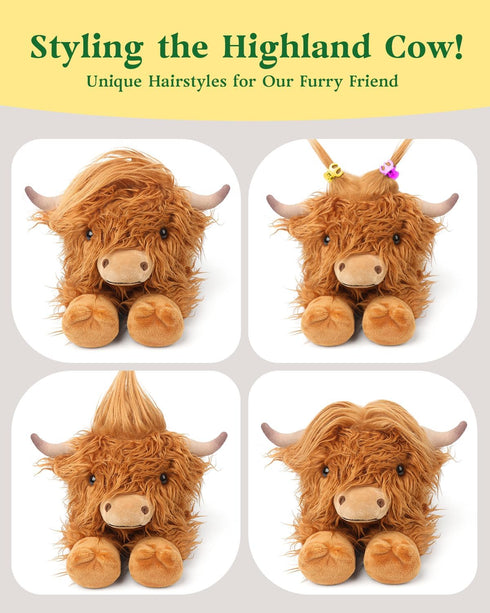15 Inches Cuckool Highland Cow Stuffed Animals, Adorable Fluffy Plush Stuffed Animal Highland Cattle, Cute Soft Plushie