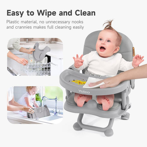 YOLEO Baby High Chair Booster Seat for Dining Table, Foldable High Chairs with Adjustable Heights, Travel Booster Seat