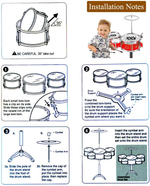SKLOER Set Set Set Kids Drum Toddler Instrument Educational Percussion Stimulating Childrens Creativity Drum for Kids