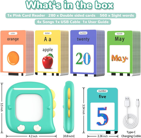 560 1-6, Kidzdo Talking Flashcards for Toddlers, English Sight Words Educational Toy, Pocket Speech Therapy Toys