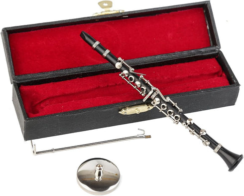 Dselvgvu (6.25" Miniature Clarinet with Stand and Case Mini Musical Instrument Replica Collectible Figurines Dollhouse
