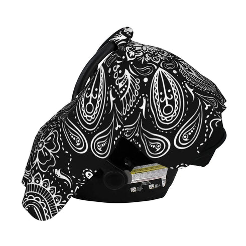 Hcpwzrf Black White Paisley Baby Car Seat Cover & Nursing Cover - Breathable Stretch Multi-Use Cover for Breastfeeding