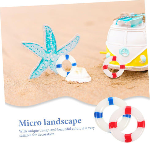 10pcs Mini Buoy & Micro Landscape Figurines - Nautical Life Ring Decorations for Dollhouse, Cupcake, Wedding Ornaments
