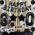 JOYMEMO 30th Birthday Decorations - Black Dirty Thirty Foil Balloon, Cake Toppers, Happy Birthday Banner, Star Confetti