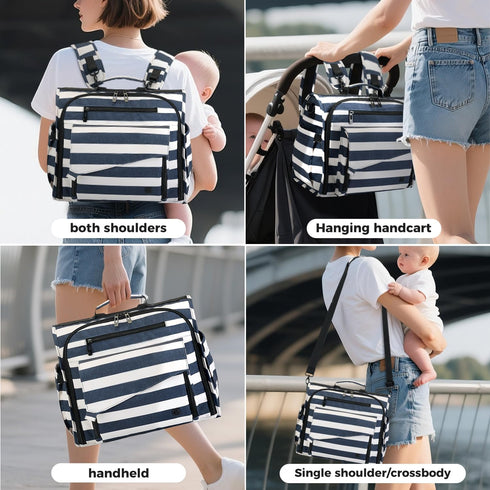 Backpack, ALLCAMP Diaper Waterproof Large Capacity Baby Bag, Multi-Function Nappy Bag with Stroller Hooks, Convertible