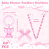 Tondiamo 60 Pcs Baby Shower Pacifiers Elephant Necklace Acrylic Baby Shower Party Favors with Cute Rhinestone Bows