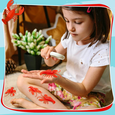 100 Lewtemi Pcs Mini Fake Lobster Toys Decorations Red Rubber Realistic Soft Decors Food Models for Crawfish Boil Party