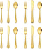 12-Piece Gold Kids Silverware Set, E-far Stainless Steel Toddler Utensils Safe for Preschooler/Children, Includes 4