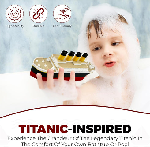 TUBTASTIC Set 6 Titanic Toy Gift Floating RMS Titanic with Iceberg | Bath & Pool Toy | Original Design