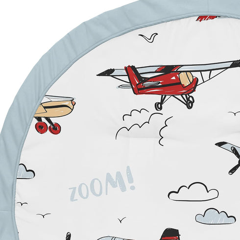 Tummy Sweet Jojo Designs Vintage Airplane Boy Baby Playmat Time Infant Play Mat - Grey Yellow Orange Red White and Blue