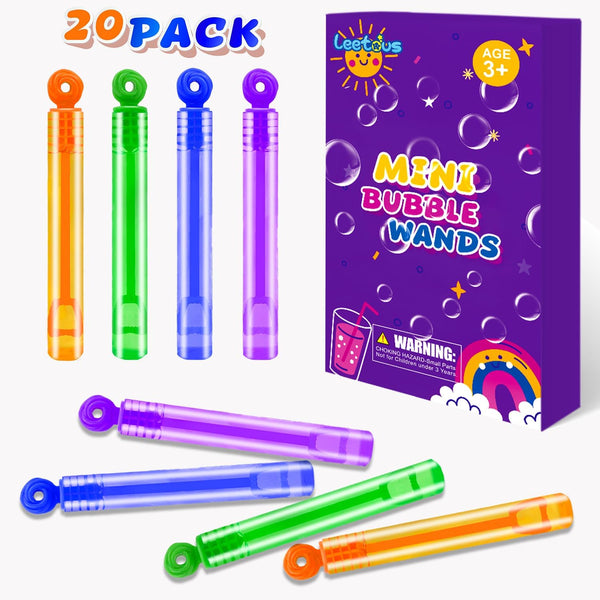 20 Pack Mini Pocket Bubble Wand Toys for Kids, Bubbles Party Favors Supplies for Toddlers, Carnival Birthday Gifts