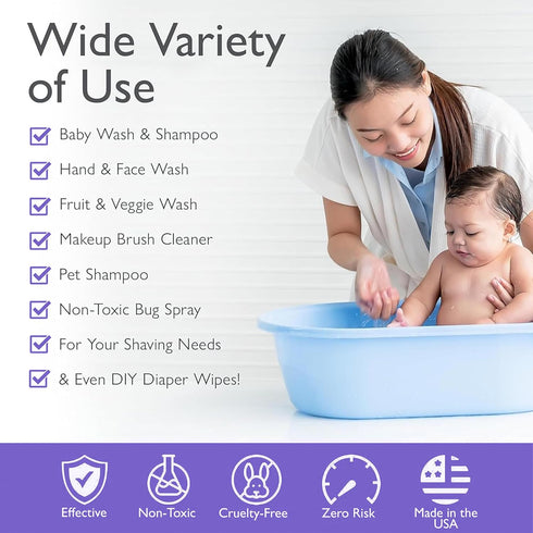 2-in-1 32oz (Pack 1) SoCal Suds & Company Organic Foaming Baby Shampoo & Body Wash - Castile Soap - Gentle Body Soap