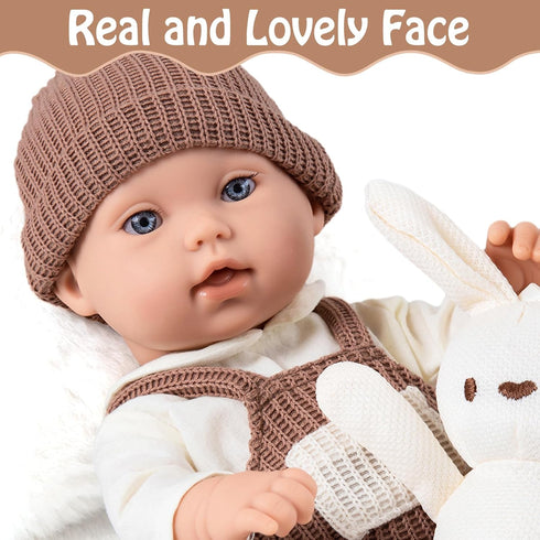 12" 3 UZIDBTO Baby Dolls with Carrier Bassinet,Newborn Alive Doll with Accessories and Knit Clothes Includes