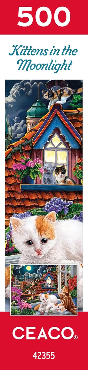 Ceaco - Harmony - Image World - Kittens in The Moonlight - 500 Piece Jigsaw Puzzle for Adults