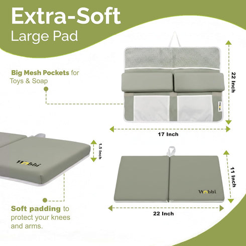 Elbow Set 1.5" 6 Wobbi Baby Bath Kneeler and Rest Pad - Thick Memory Foam Knee Pad for Bathing Babies - Suction Cups