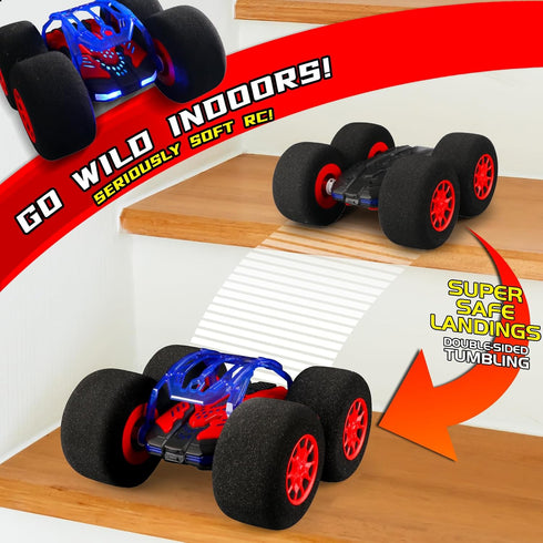 Stunt Remote Control Car with Oversized Sponge Tires, 2.4GHz Electric Race Stunt Vehicle Toy Double Sided 360° Rolling