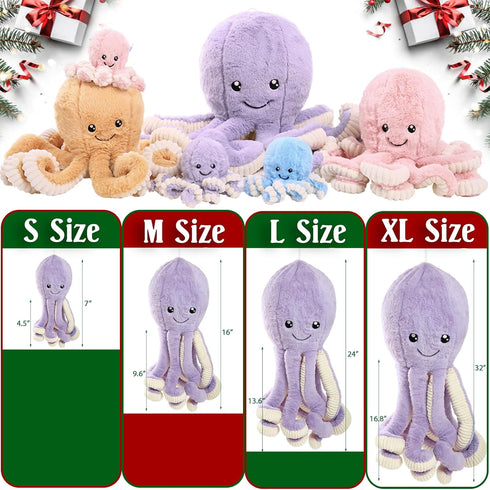 DENTRUN Octopus Stuffed Animals - Giant Plush Doll Play Toys for Kids, Birthday and Xmas Present, 5 Colors