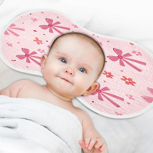 YETTASBIN Bow Pink Muslin Baby Burp Cloth, Super Soft Absorbent Cotton Burp Rag Baby Bibs Feeding Cloth for Newborn