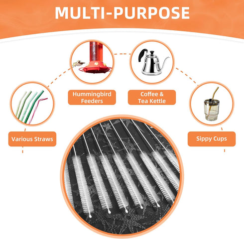 WDPOER Set 5, Cleaning Brushes for Reusable Drinking Straws, of Long Wire Handle, Bottle and Straw Cleaner for Stanley