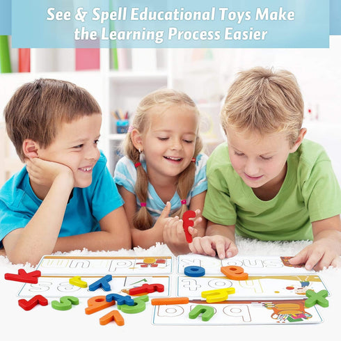 Officygnet See & Spell Educational Toys - 80 Pcs Matching Letter Game for 3-6 Years Old Boys & Girls Learning Gift
