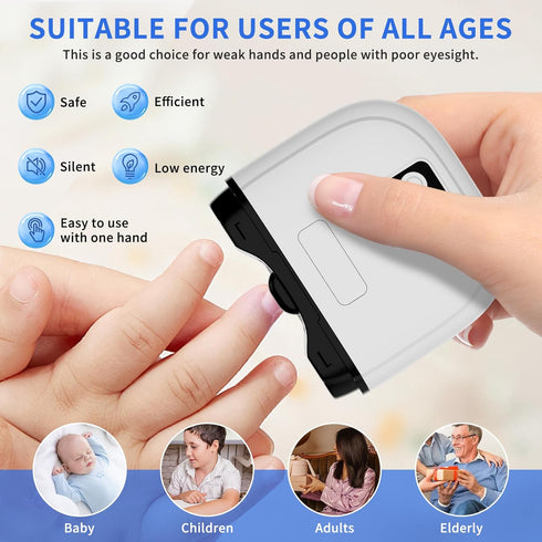 MIRAIWATIMO 2026 3-in-1 Kids,3-Speed Upgraded Electric Nail Clipper for Seniors Adults with LED Light & Nail Debris