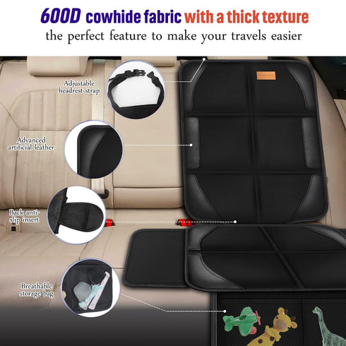 2 Pack 600D Bacgnyer Car Seat Protector, of Seat Protectors, Thickest Padded Fabric Padding, Waterproof, Durable, Anti