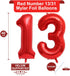 40 Inch Red 13 Number Balloons, Giant 13 or 31 Balloons for Birthday Anniversary Party Decorations