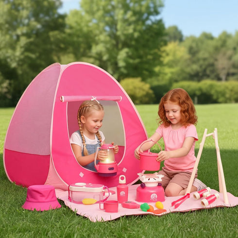 Set 3,4,5,6 Meland Kids Camping for Girls - Camping Tent Toys for Girls Indoor Outdoor Pretend Play, Christmas Birthday